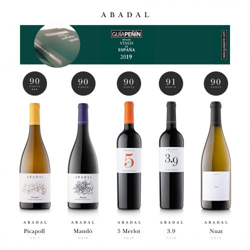 Five Abadal wines receive 90 points and over in the wine guide Guía